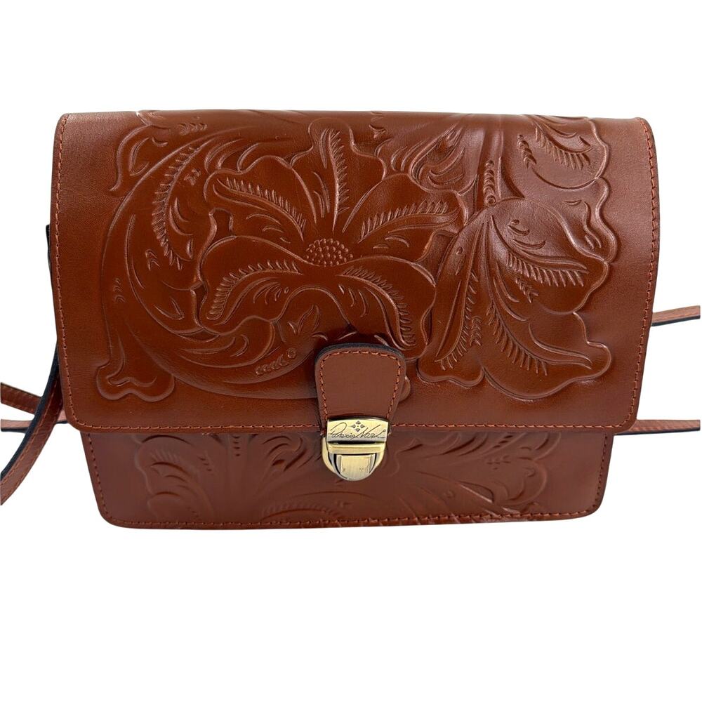 Patricia Nash Florence Brown Tooled Locri Crossbody Handbag One Size - Picture 8 of 11